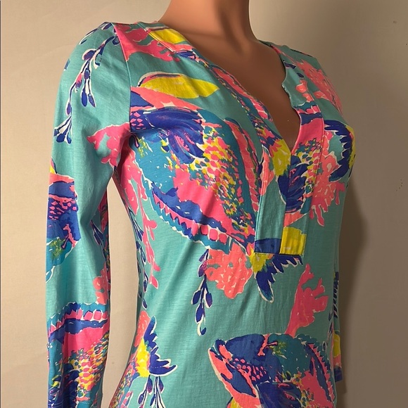 Lilly Pulitzer RIVA DRESS Shorely Blue Sandstorm FISH SEALIFE Sz S - Picture 3 of 15